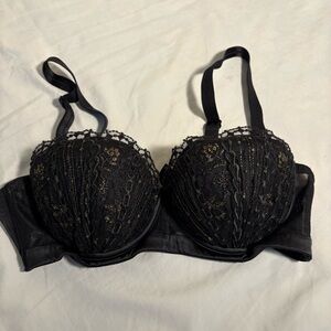 Black and gold detail lace bra